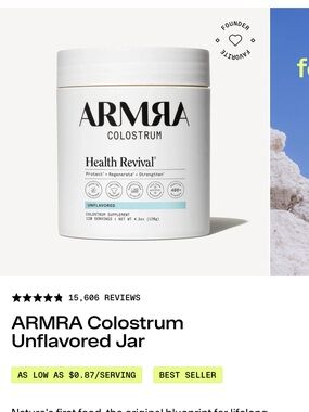 ARMRA Colostrum Health Revival Unflavored - NIB